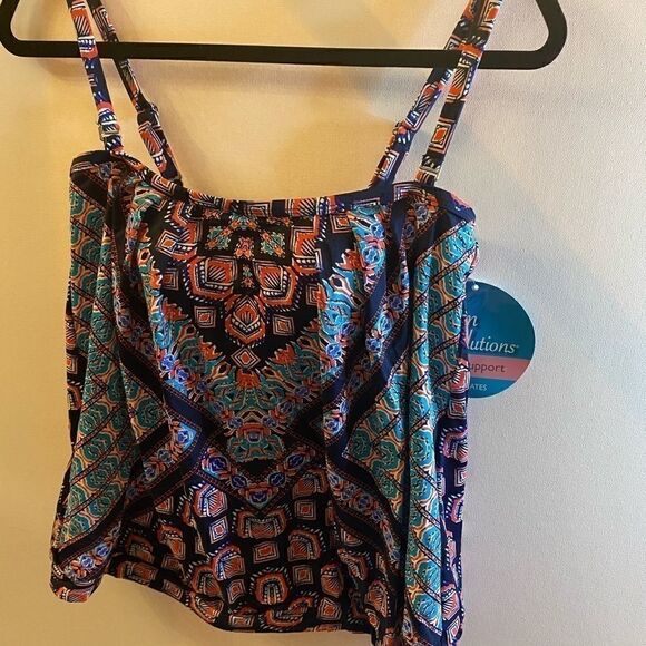 Swim Solutions  play printed side tie tankini Top - Picture 5 of 7